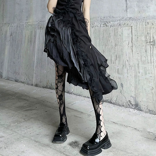 Rose hollowed out net stockings female pure desire fishnet stockings feminine black pantyhose lo socks hot girls wear black stockings