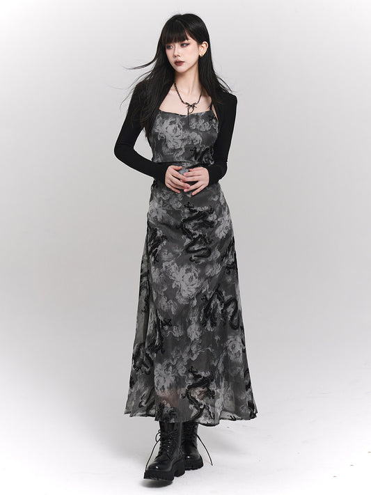 Backless/covered-back slip dress