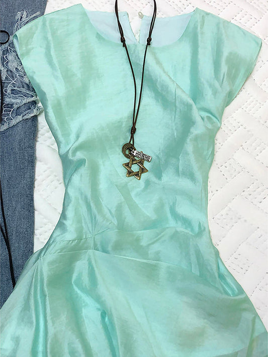 Lake Blue Irregular Sleeveless Dress