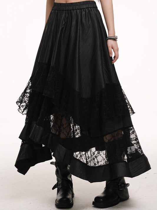 Black Irregular Maxi Skirt