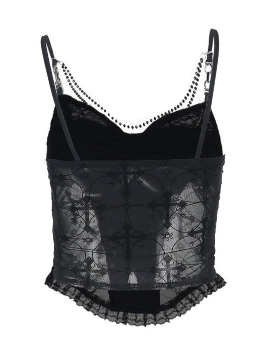 Revenant Prayer Chain Cross Sheer Suspender Vest
