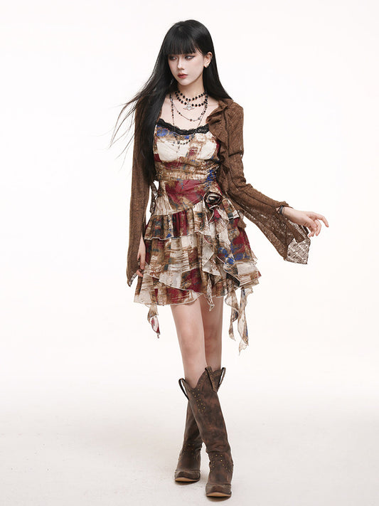 Brown Sheer Shawl Cardigan