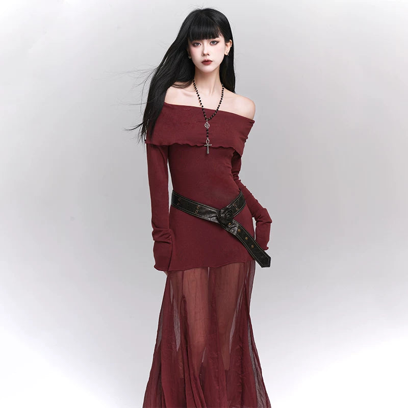 Ghost girl dark belt accessories women's skirt high-end design niche 2026 new versatile
