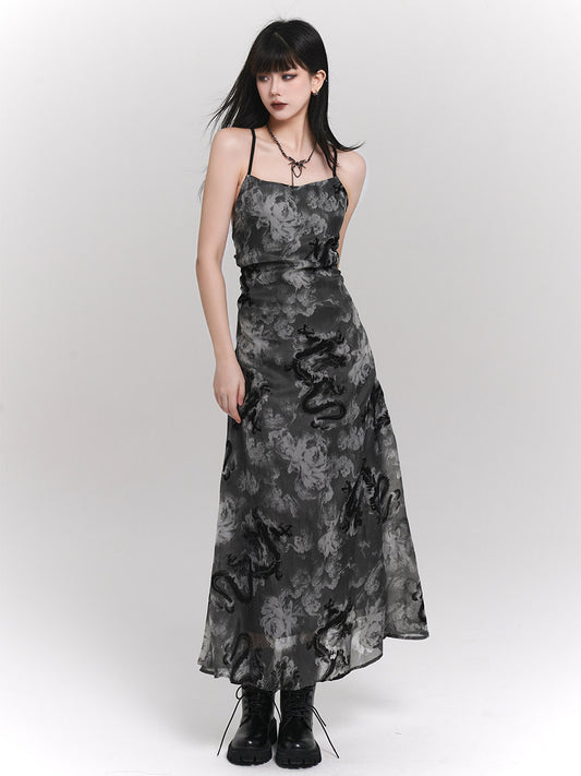 Backless/covered-back slip dress