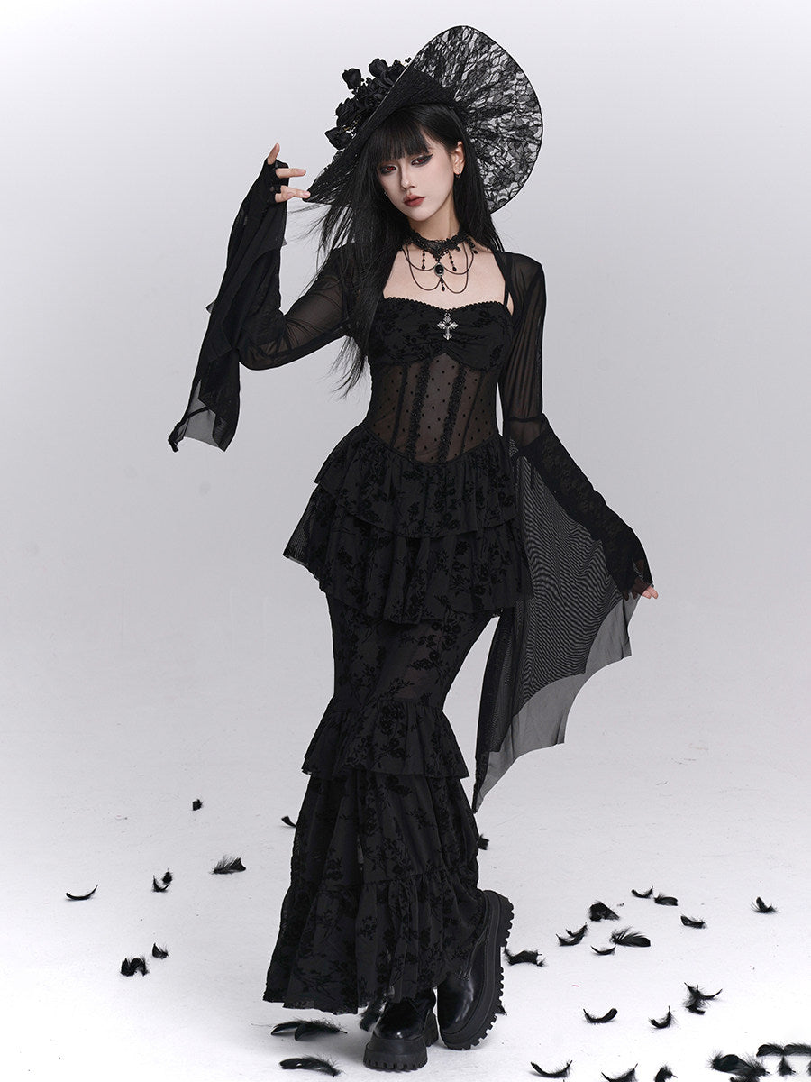 Gothic Tiered Lace Corset Dress