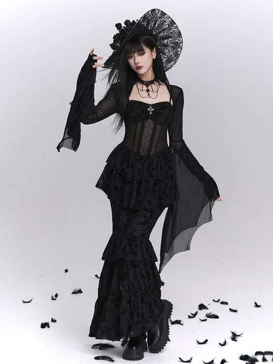Gothic Tiered Lace Corset Dress