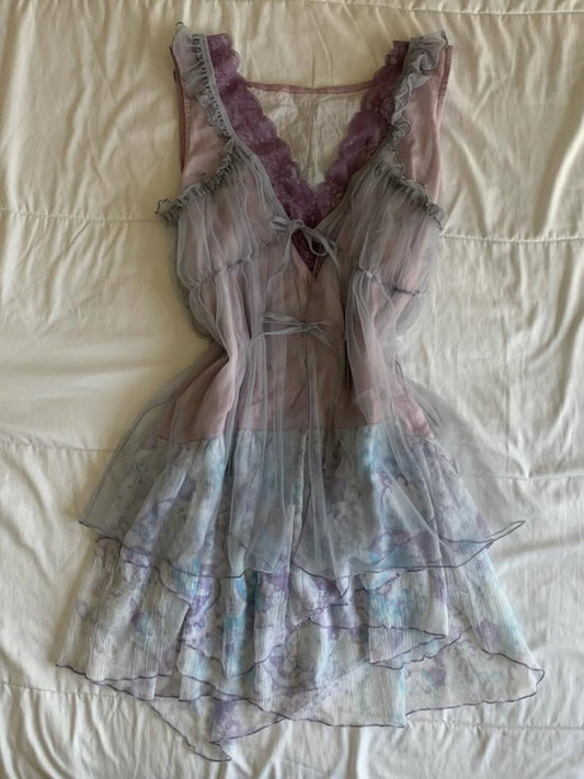Floral Mesh Camisole Two-Piece Dress