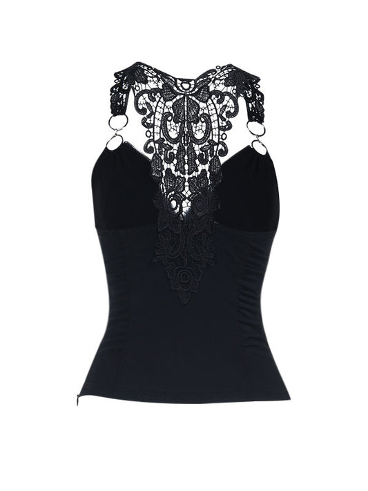 Dark Emblem Lace Suspender Vest