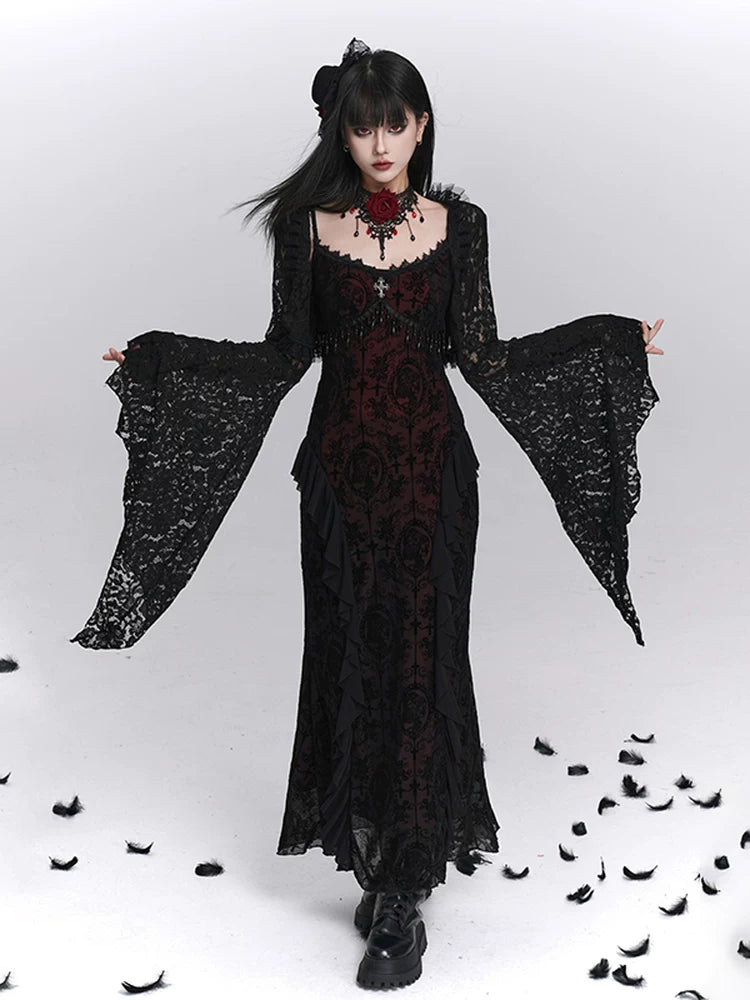 Ghost girl's unique rose choker, black choker necklace, subculture Halloween wear and matching accessories