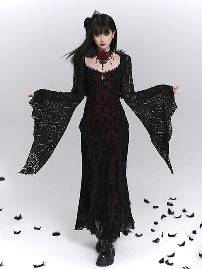 Ghost girl's unique rose choker, black choker necklace, subculture Halloween wear and matching accessories
