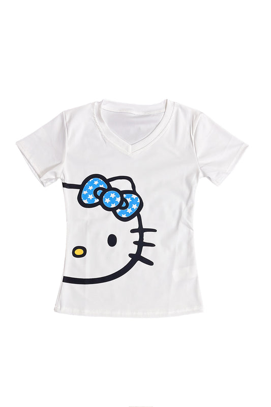 Y2K Kitty Cat V-Neck