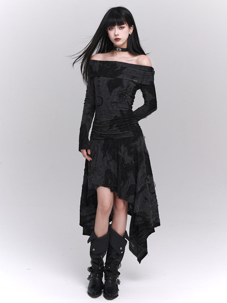 Midnight Velvet Off-Shoulder Dress
