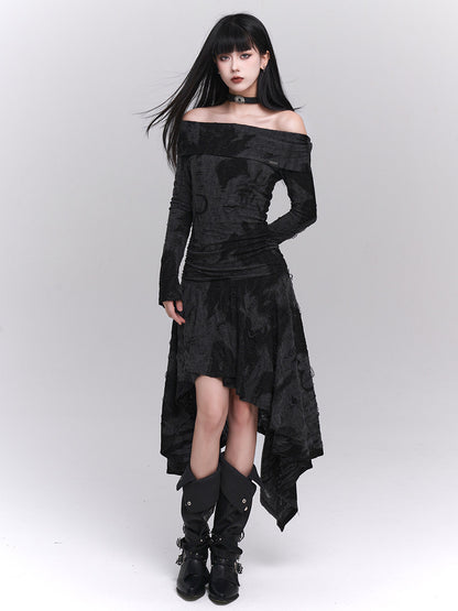 Midnight Velvet Off-Shoulder Dress