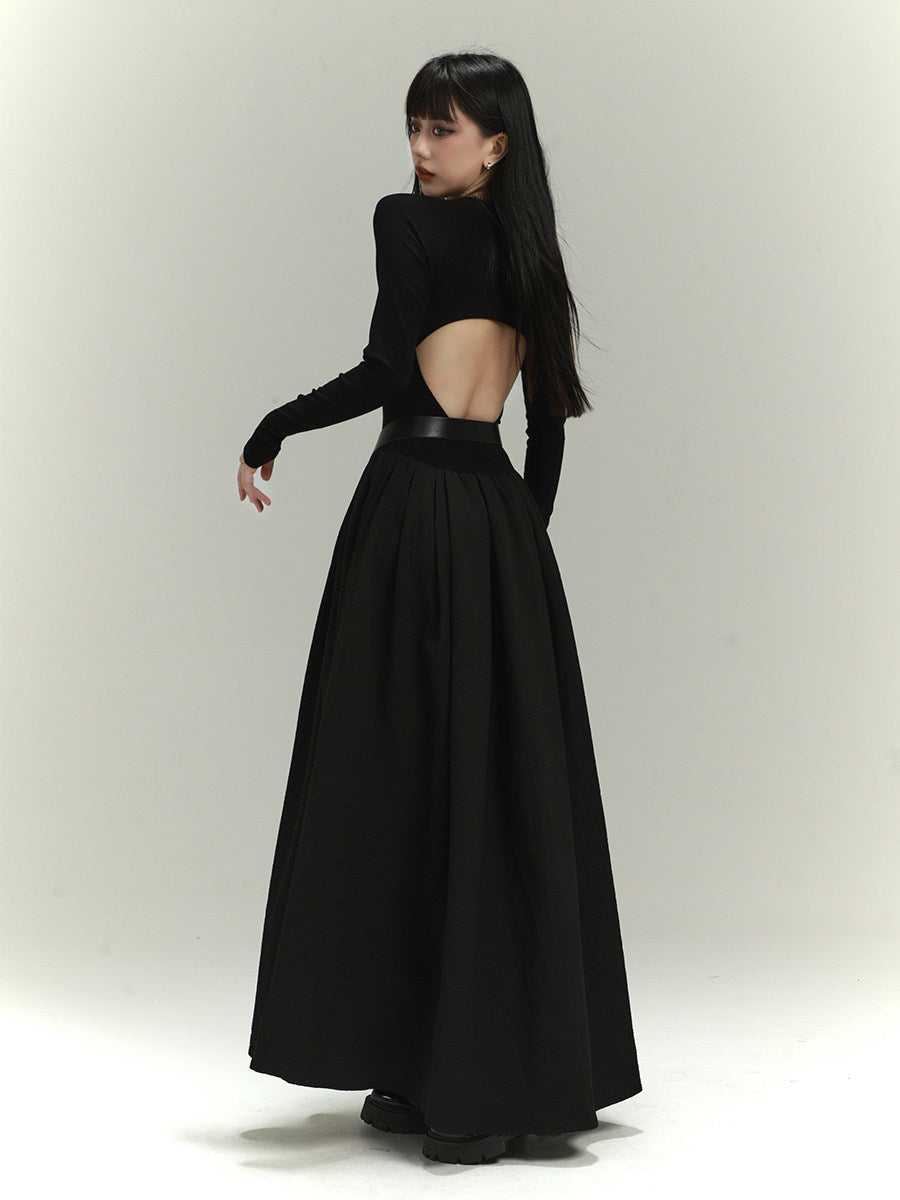Gothic Open Back Maxi Dress