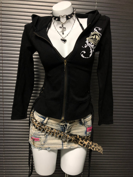 Black Hooded Sweatshirt Jacket