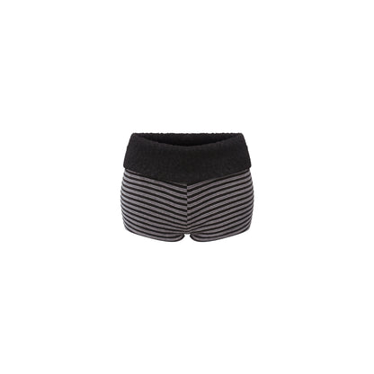 Striped plush shorts with black waistband