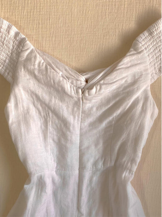 White One-Shoulder Bellflower Mini Dress