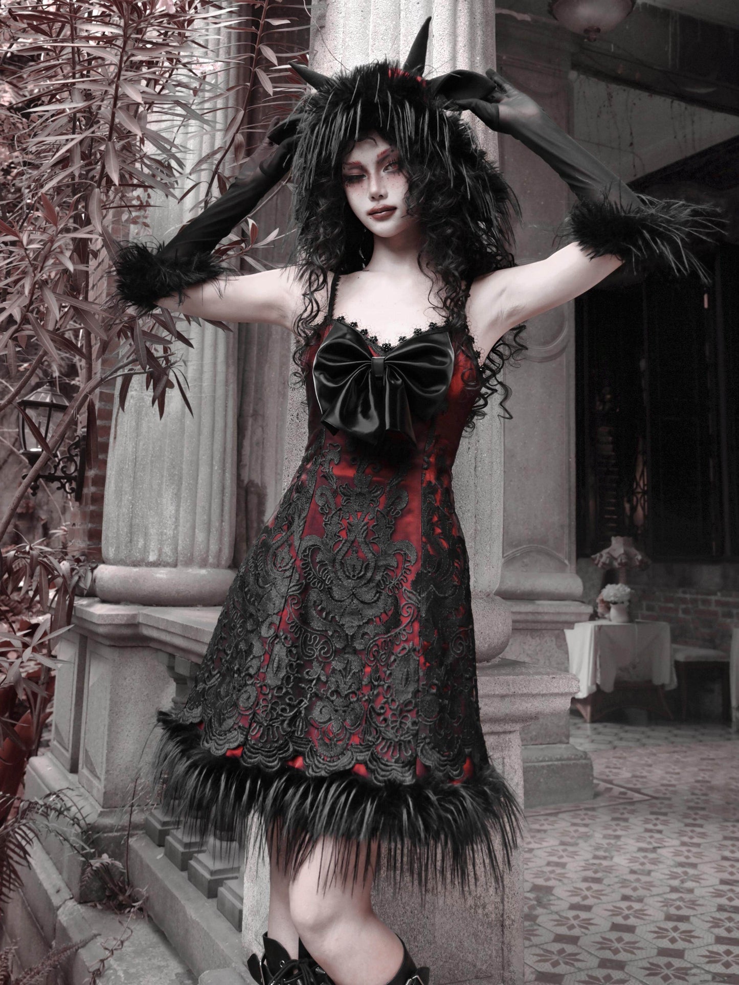 Dark Fantasy Bow Slip Dress