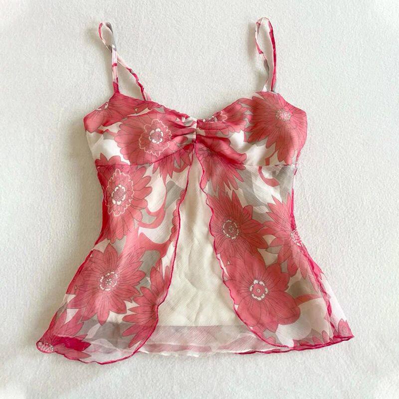 White and pink floral babydoll dress with bow tie straps and gathered waist