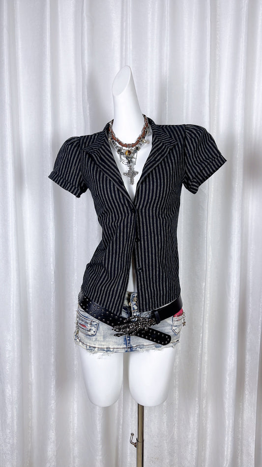 Vintage Striped Lapel Shirt
