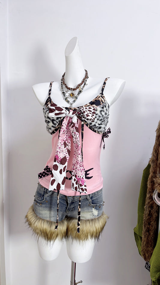 Pink Leopard Fur Patchwork