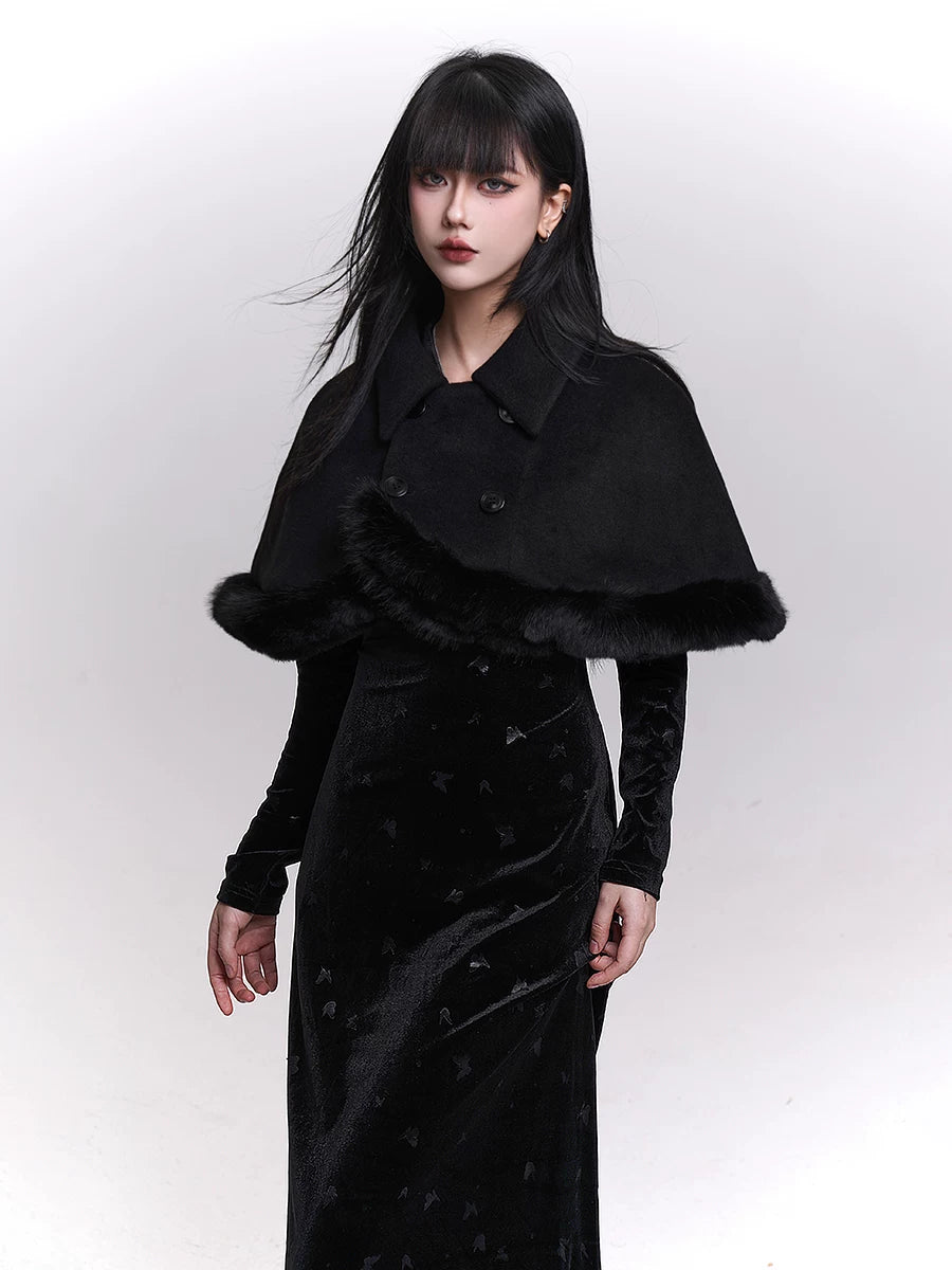 Ghost girl's unique and beautiful woolen cloak shawl jacket female daughter Christmas outfit autumn and winter dress atmosphere