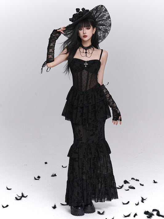 Gothic Tiered Lace Corset Dress