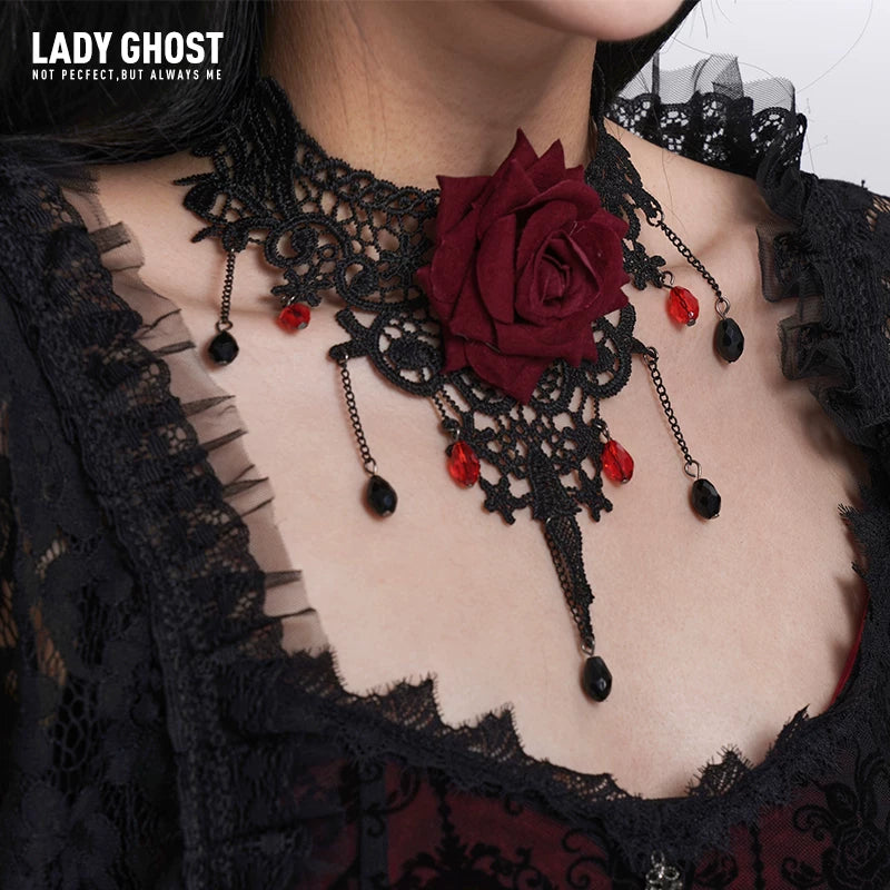 Black Rose Choker Necklace