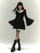 Gothic Flared Sleeve Lace Mini Dress