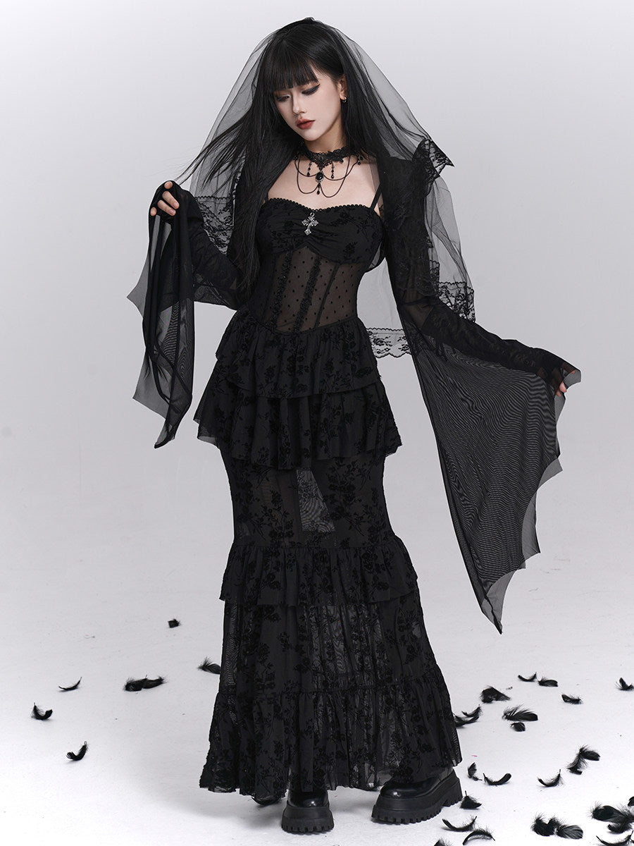 Gothic Tiered Lace Corset Dress