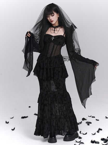 Gothic Tiered Lace Corset Dress