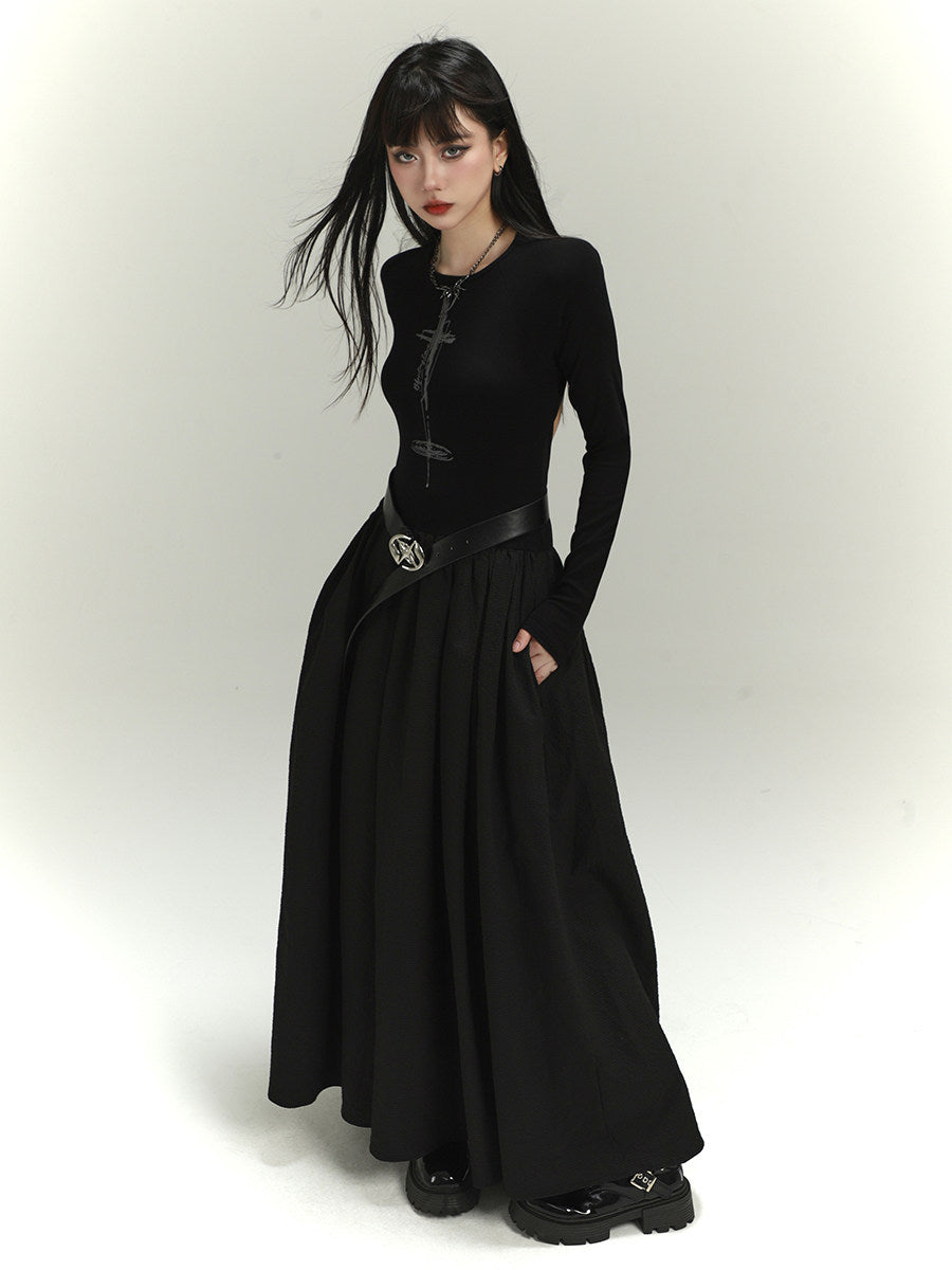 Gothic Open Back Maxi Dress
