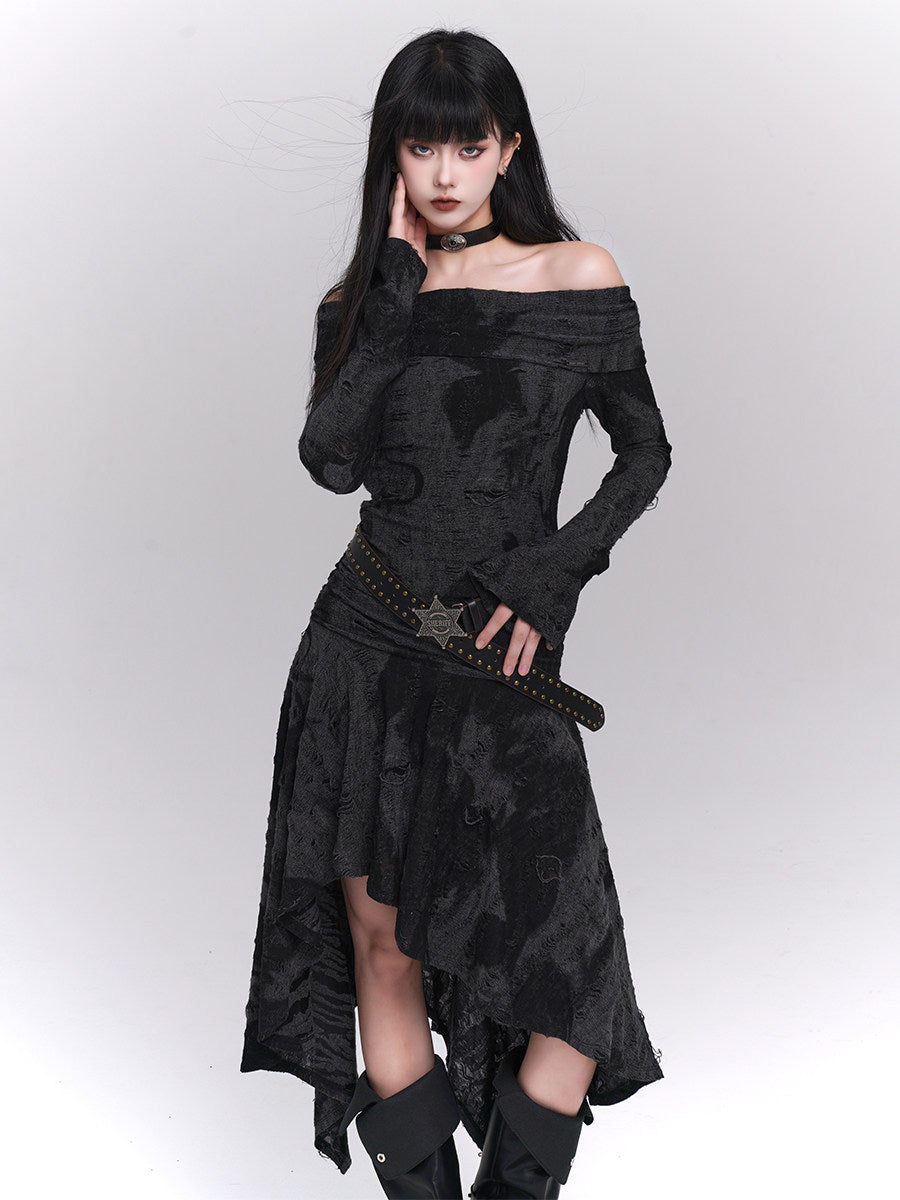 Midnight Velvet Off-Shoulder Dress