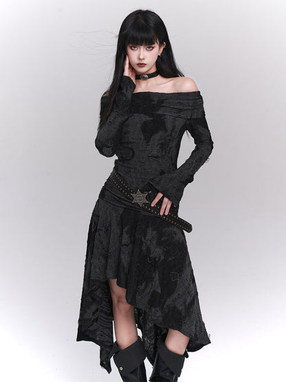 Midnight Velvet Off-Shoulder Dress