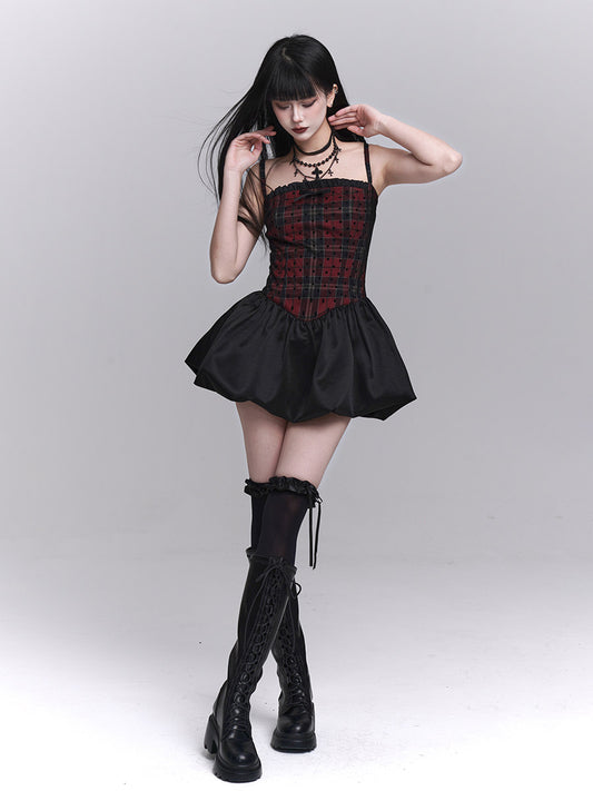 Red and black puffy dress