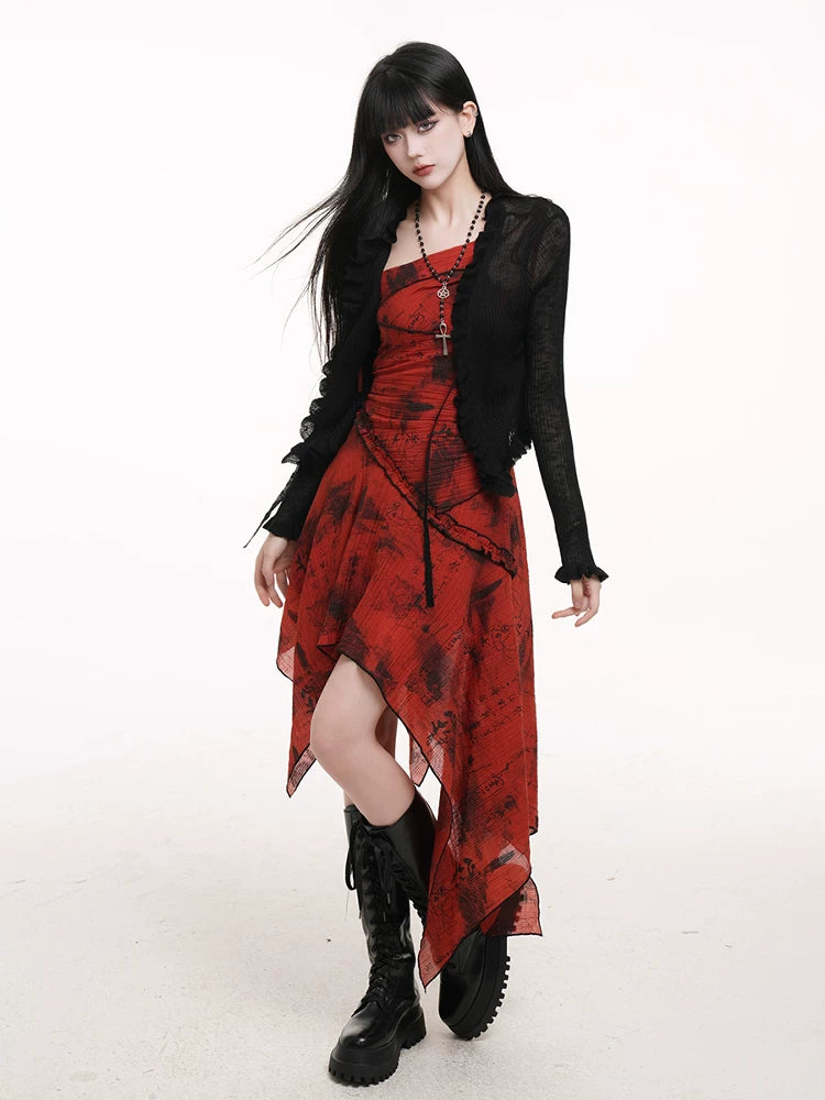 Black sheer cardigan with cropped open front and long sleeves, textured knit