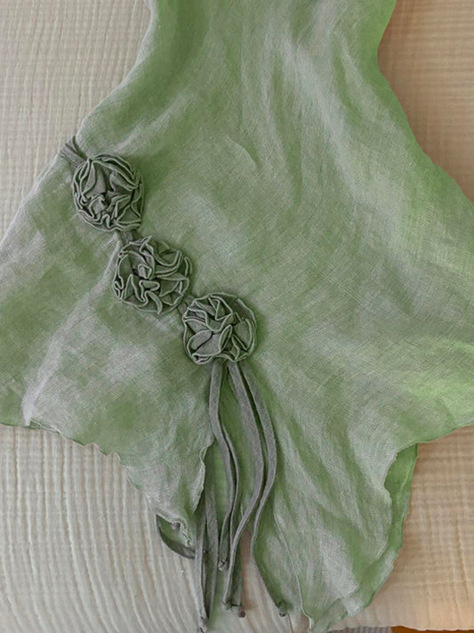 Green 3D Flower Vintage Dress