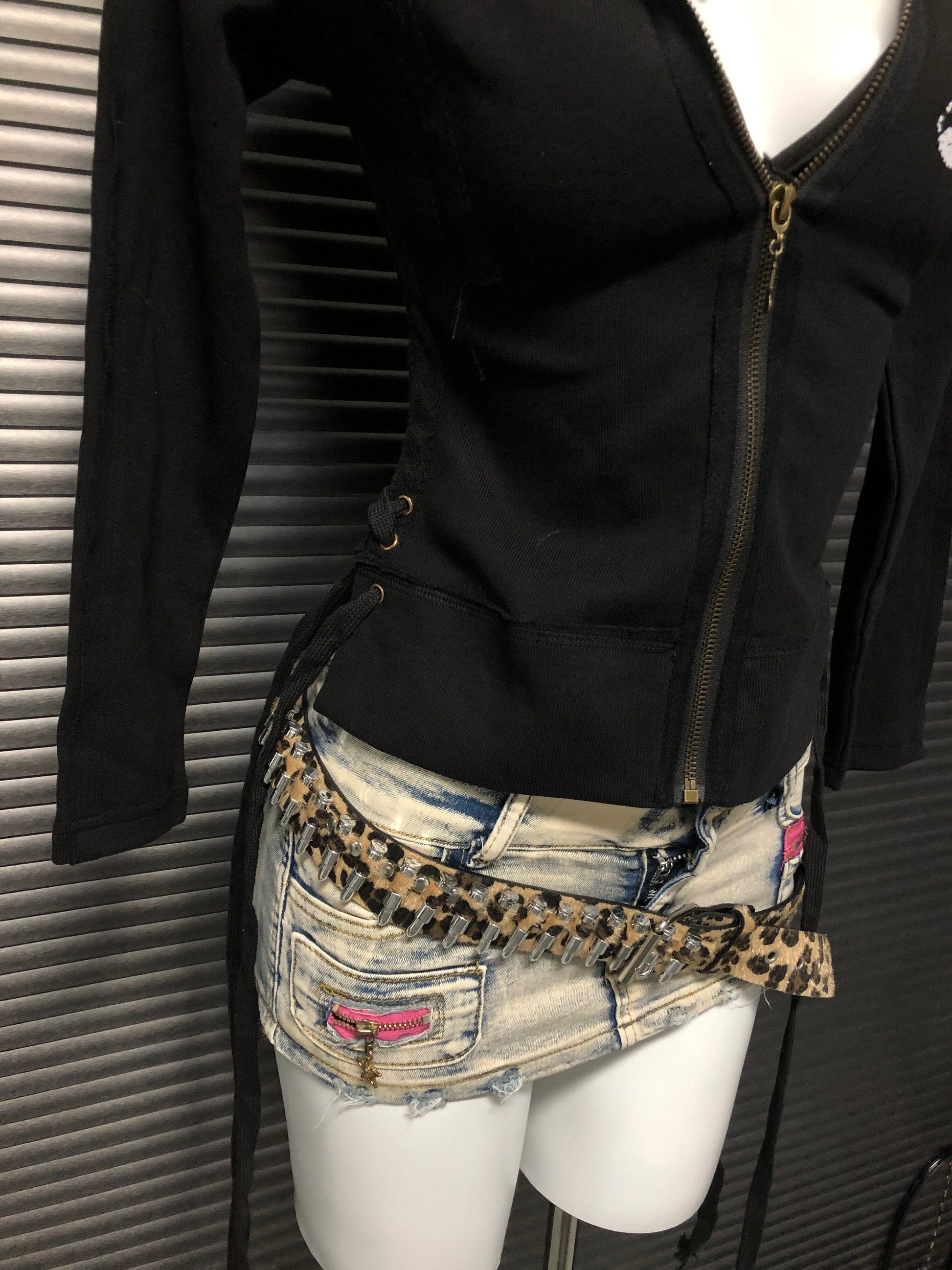 Black hooded sweatshirt jacket front zip with kangaroo pocket detail