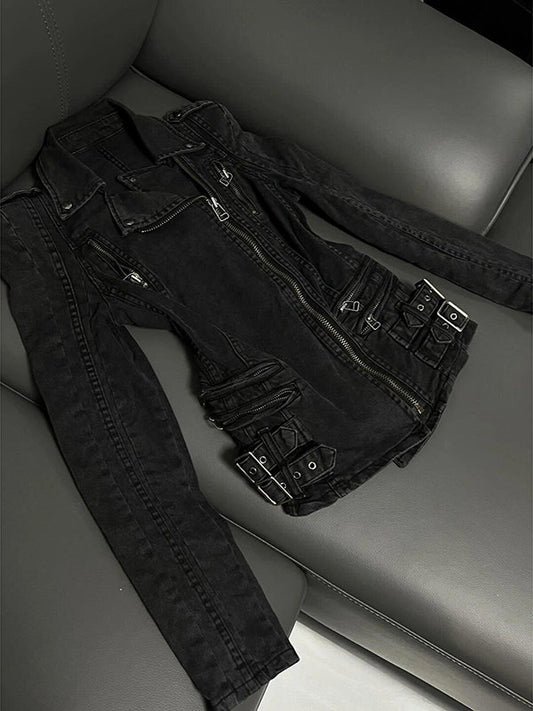 Black Motorcycle Denim Jacket