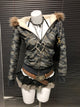 Camouflage plush hooded zip sweatshirt with faux fur trim and heart zipper pull detail