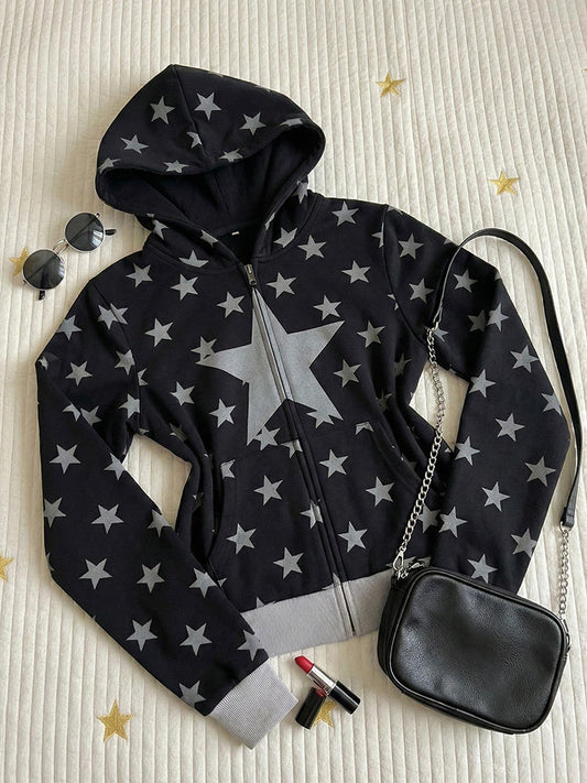 Black Star Casual Hooded Jacket