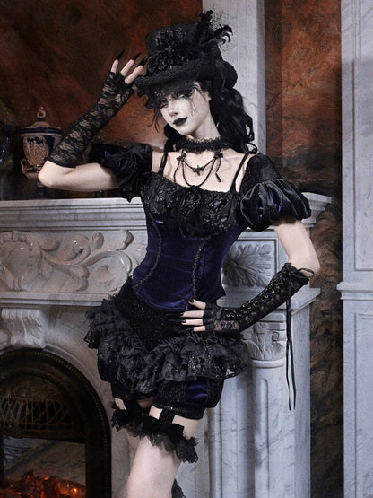 Moon Funeral Velvet Puff Sleeve Top