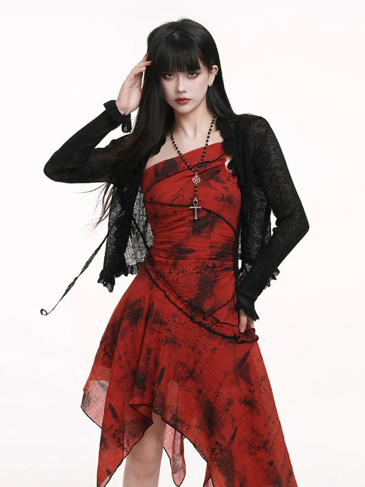 Ghost girl black beautiful, unique and beautiful early summer light cardigan with a small outer layer of a sundress