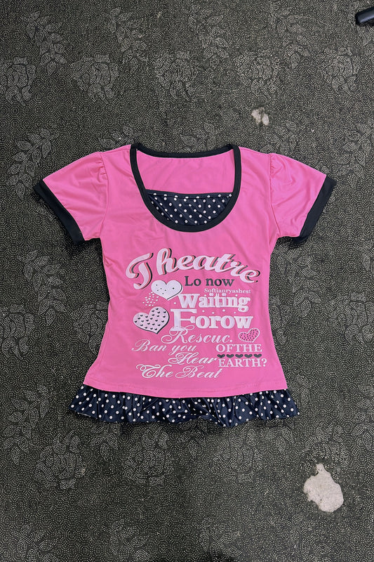 Y2K Cute Letter Print Polka