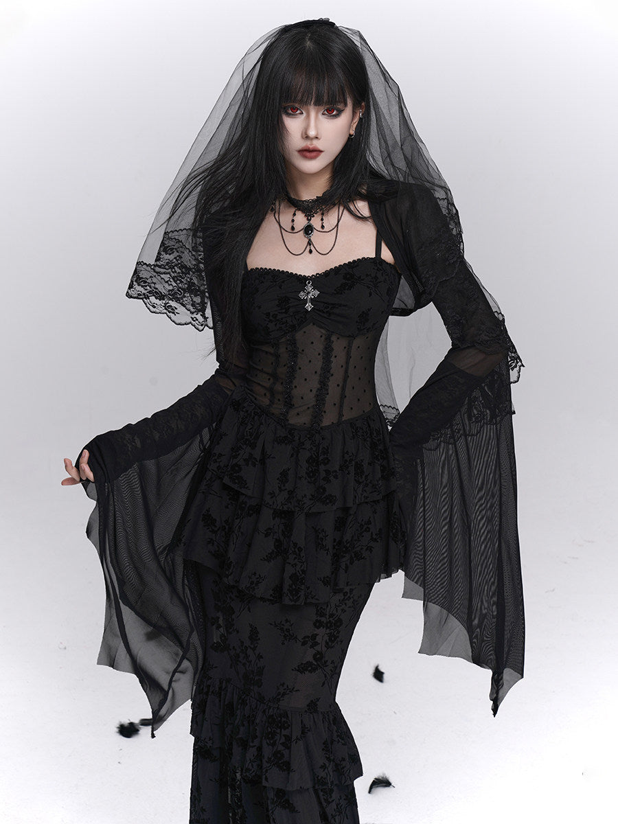 Gothic Tiered Lace Corset Dress