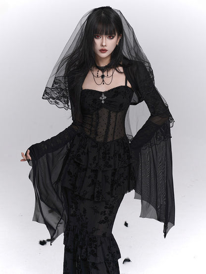 Gothic Tiered Lace Corset Dress