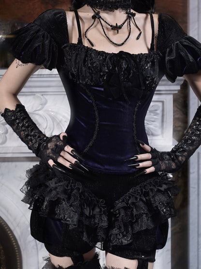 Moon Funeral Velvet Puff Sleeve Top