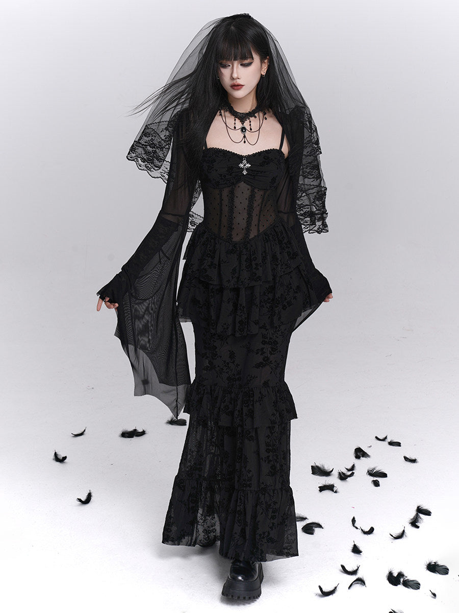 Gothic Tiered Lace Corset Dress