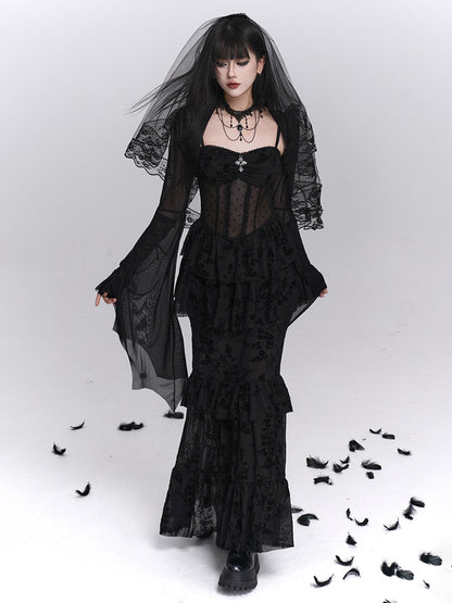 Gothic Tiered Lace Corset Dress