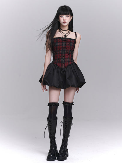 Red and black puffy dress